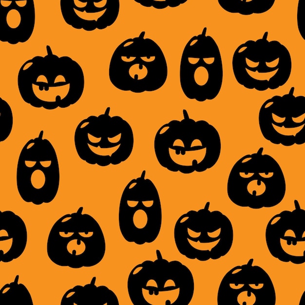 modèle vectoriel continu pour les vacances d'halloween avec des citrouilles et des grimaces