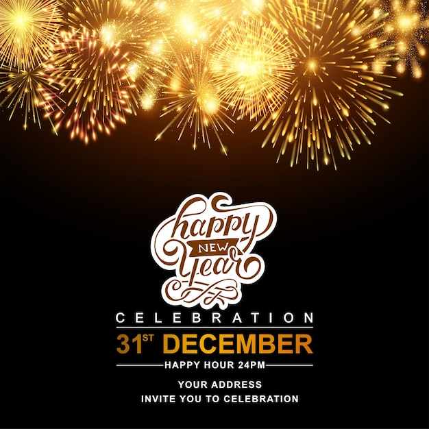 Modèle vectoriel de couverture d'affiche de célébration de la fête du Nouvel An