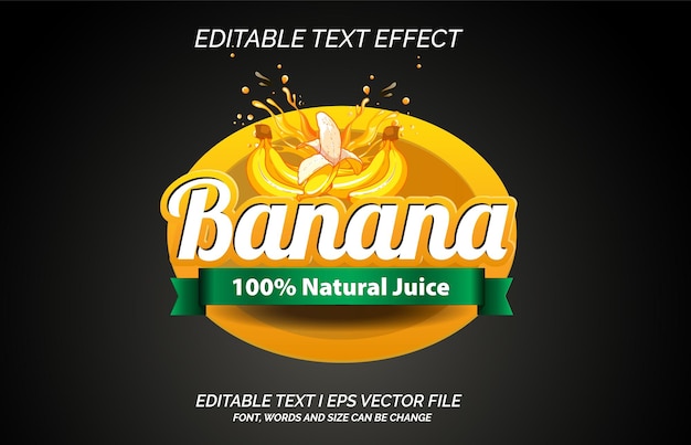 Vecteur modèle vectoriel du logo de l'effet de texte banane