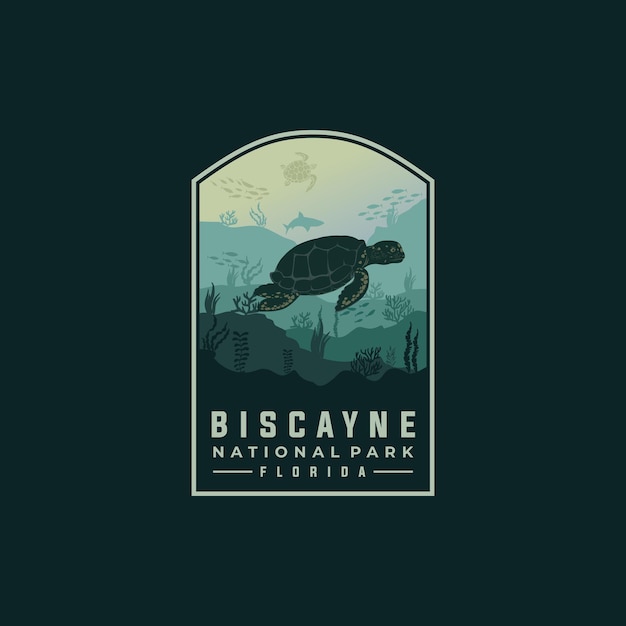 Vecteur modèle vectoriel du parc national de biscayne. illustration graphique historique de la floride dans le style de patch badge.