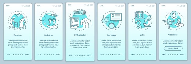 Modèle Vectoriel D'écran De Page D'application Mobile D'intégration Des Soins Infirmiers. Médecine, étapes Du Site Web De La Procédure Pas à Pas De La Santé. Réhabilitation. Gériatrie, Oncologie, Assistance Aux Aides. Ux, Ui, Interface Graphique Pour Smartphone