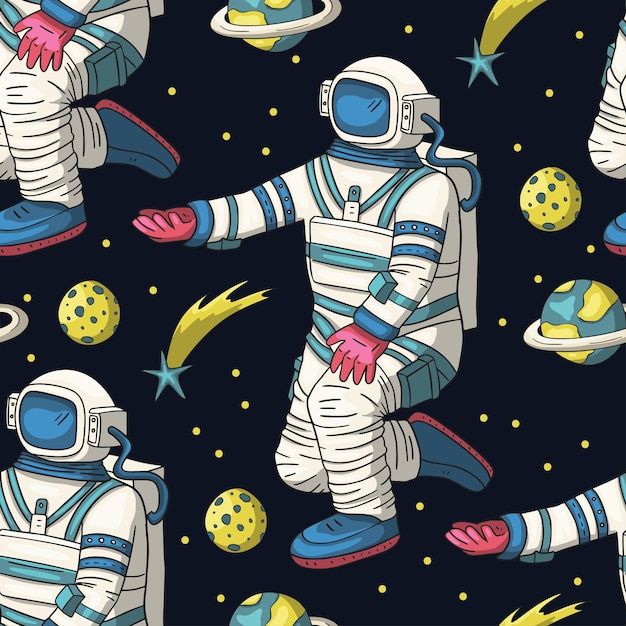 Modèle Vectoriel De L'espace Sans Couture De L'astronaute
