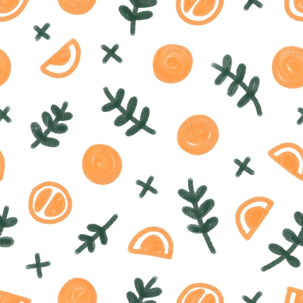 Modèle Vectoriel D'été Aquarelle Juteuse Dessin Animé Orange Doodles Pour Enfants Imprime Textiles Cuisine