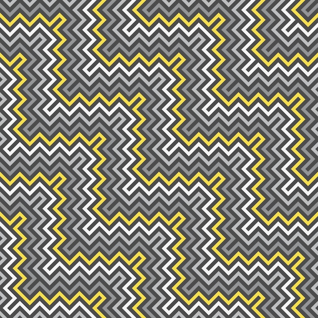 Modèle Vectoriel Ethnique Sans Couture Avec Chevron. Zigzag Diagonal Jaune éclairant Et Gris Ultime