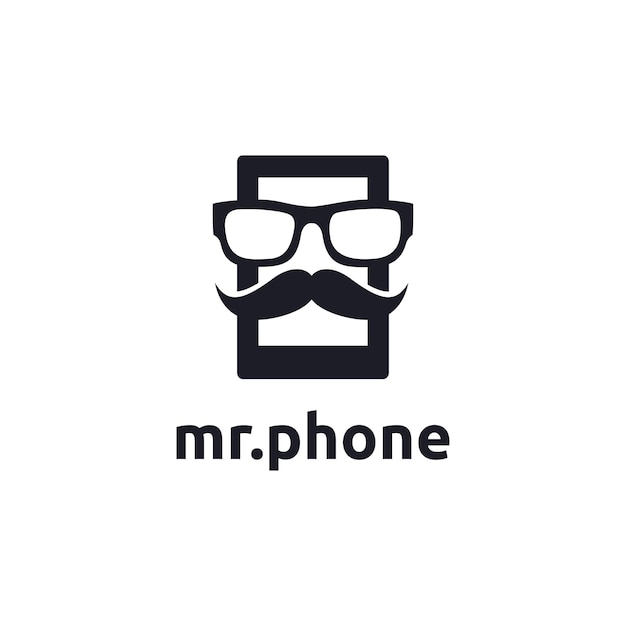 Modèle Vectoriel D'icône De Logo De Téléphone Monsieur Sur Fond Blanc