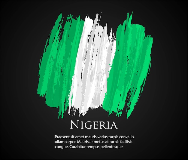 modèle vectoriel Illustration Nigeria drapeau Afrique de l'ouest pays vert blanc pinceau peinture dessinés à la main