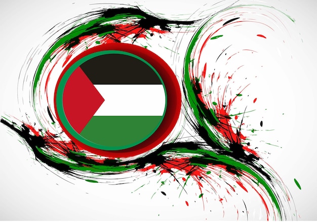 Modèle Vectoriel Illustration Palestine Drapeau Asie Pays Rouge Blanc Vert Noir Pinceau Peinture