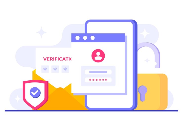 Vecteur modèle vectoriel d'illustration plate de vérification en deux étapes login sécurisé pour un compte ou une application otp