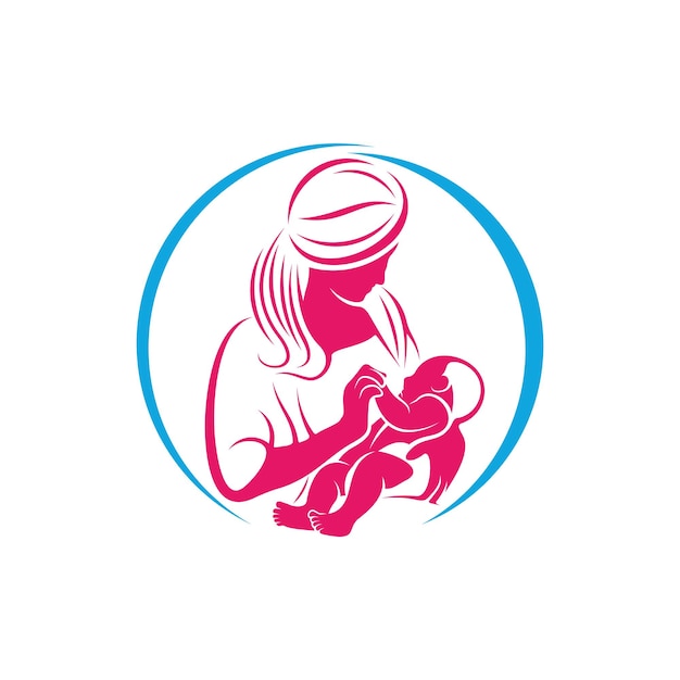 Vecteur modèle vectoriel de logo d'amour de coeur de maman et de bébé symbole d'illustration conception créative