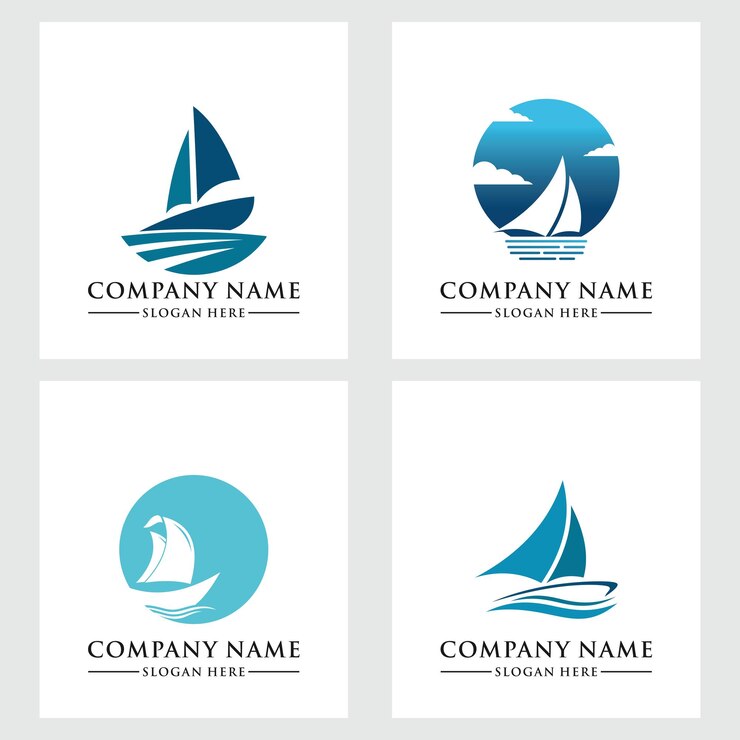 Vecteur modèle vectoriel de logo de bateau de pêche