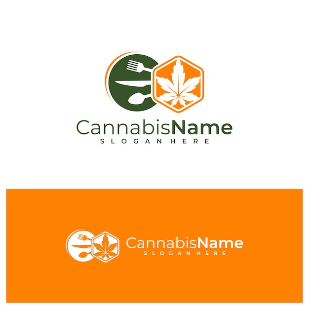 Modèle vectoriel de logo de cannabis alimentaire Concepts de conception de logo de cannabis créatif