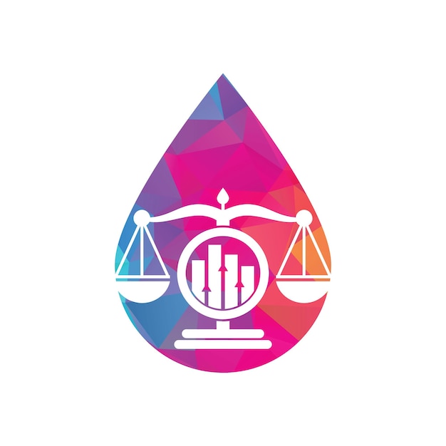 Modèle Vectoriel De Logo De Concept De Forme De Goutte De Finance De Justice