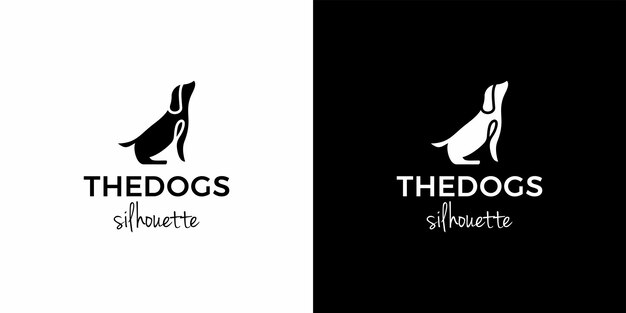 Modèle Vectoriel Logo Design Chiens Silhouette