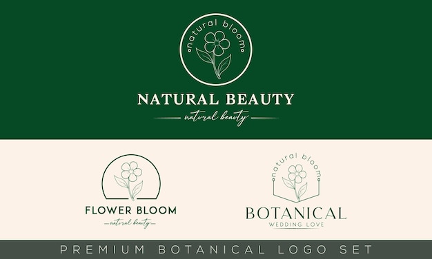 Modèle vectoriel de logo floral botanique dessiné à la main