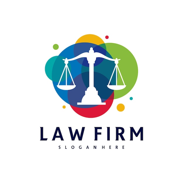Modèle vectoriel de logo Justice coloré Concepts de conception de logo Creative Law Firm
