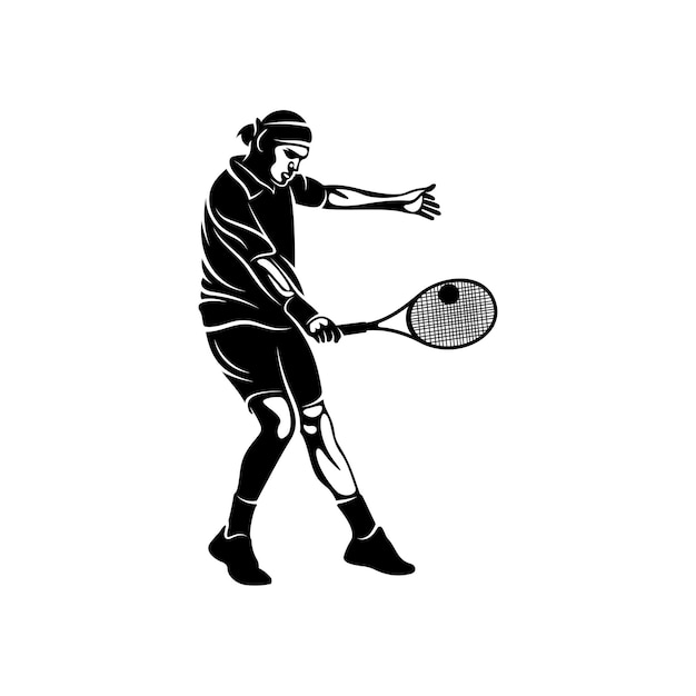 Modèle vectoriel de logo stylisé de joueur de tennis Symbole d'illustration Conception de silhouette