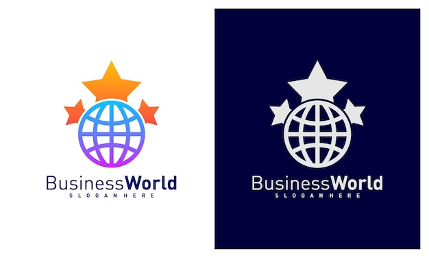 Modèle Vectoriel De Logo World Star Concepts De Conception De Logo Monde Créatif