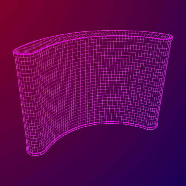 Modèle vectoriel de maillage filaire de stand de salon commercial pour votre conception