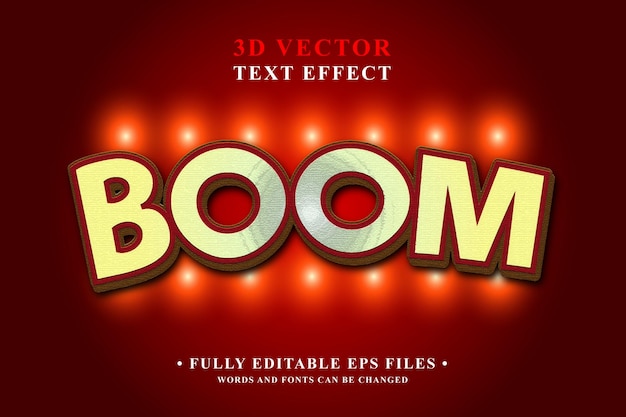 Vecteur modèle vectoriel modifiable d'effet de texte 3d boom 2022