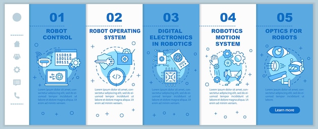 Modèle vectoriel de pages Web mobiles d'intégration de cours de robotique