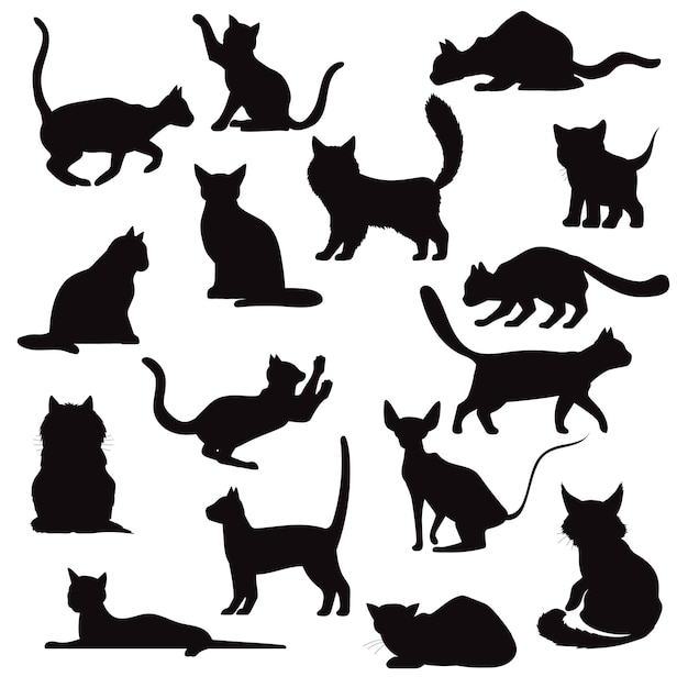 Modèle Vectoriel Premium De Silhouettes De Races De Chats Domestiques