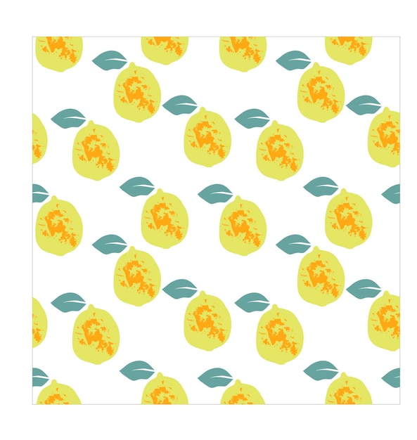 modèle vectoriel sans couture stylisation citron fruit jaune avec feuille