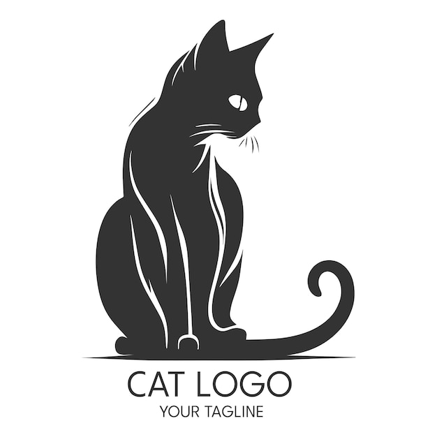 Modèle vectoriel de silhouette art chat logo