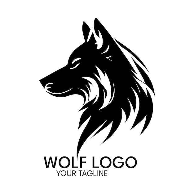 Modèle vectoriel de silhouette art loup logo