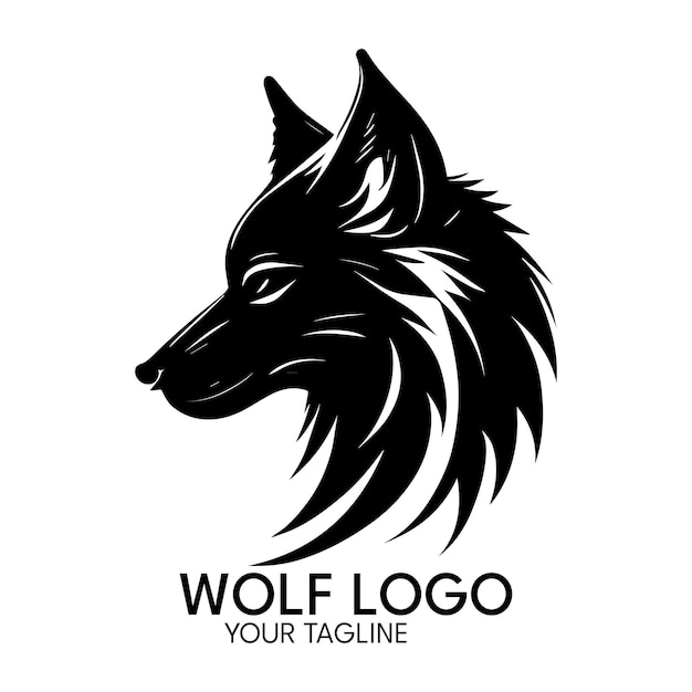 Modèle vectoriel de silhouette art loup logo