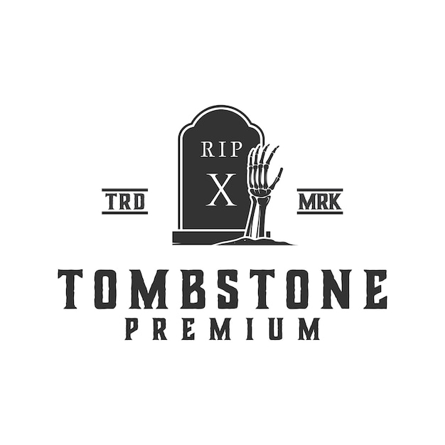 Modèle Vectoriel Tombstone Tomb. Illustration Graphique Rétro D'étiquette Vintage De Cimetière.