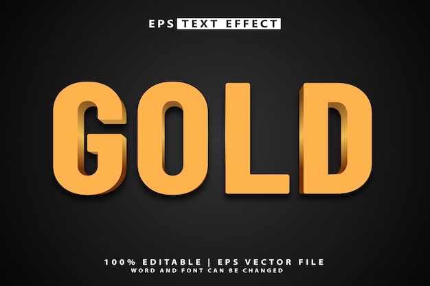 Modèle vectoriel de typographie à effet de texte 3D éditable en or