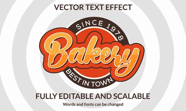 Vecteur modèle vectoriel de typographie d'effet de texte modifiable en 3d de boulangerie
