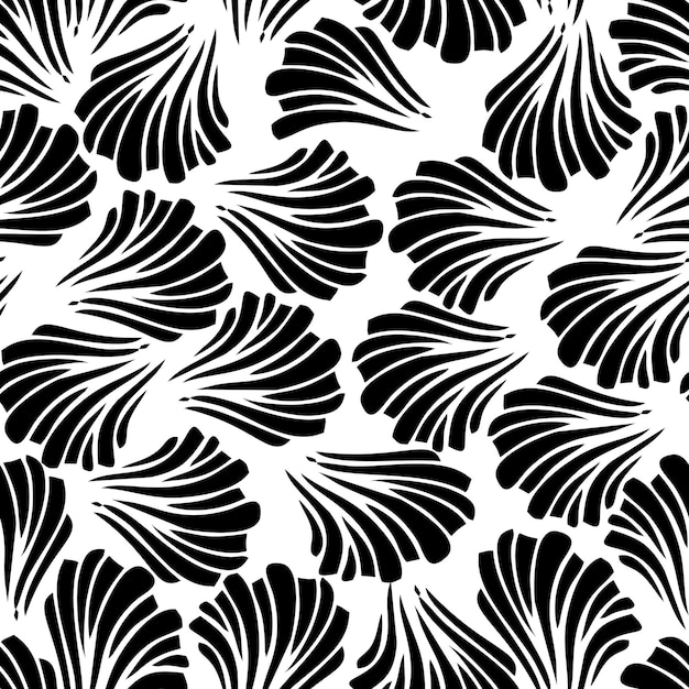 Modèle vectorielle continue dessiné à la main Ligne d'arc de conception florale abstraite simple noir et blanc minimal