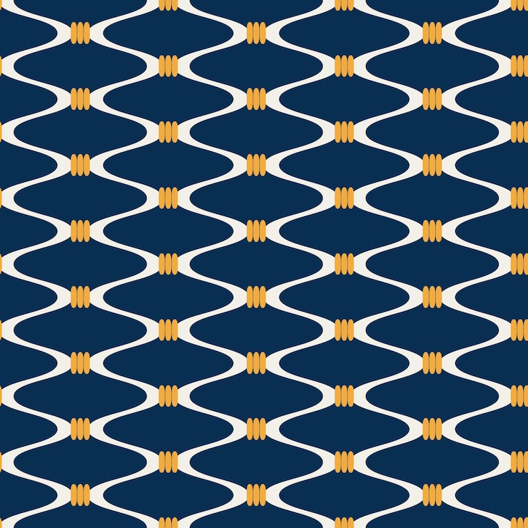 Vecteur modèle vectorielle continue de rayures ondulées nouées abstraites couleurs de mode tendance motif rétro monochrome
