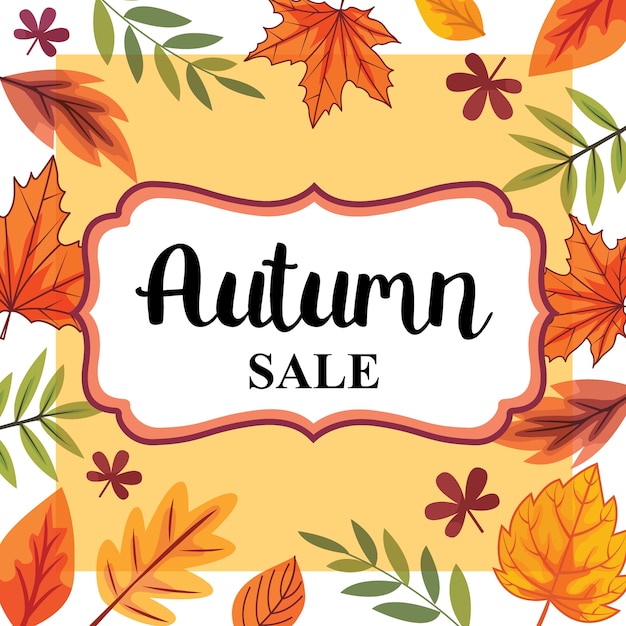 Modèle De Vente D'automne Avec Des Feuilles