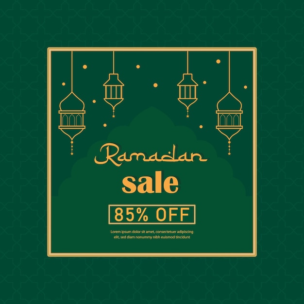 Vecteur modèle de vente du ramadan à 85 % de réduction.