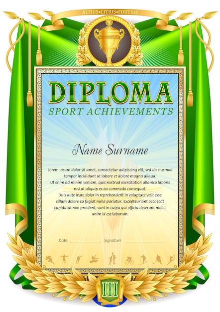 Modèle Vide De Diplôme De Sport Vintage