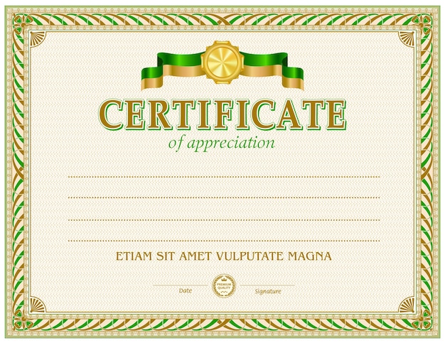 Modèle Vierge De Certificat Vintage