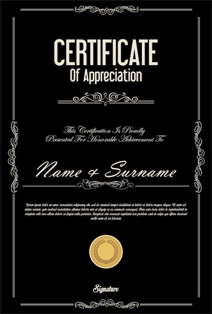 Modèle Vintage Rétro De Certificat Ou De Diplôme