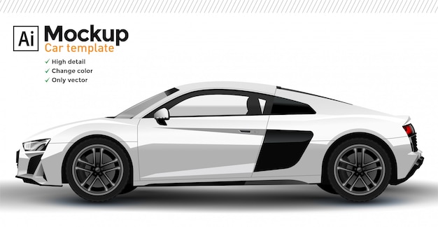 Modèle de voiture de sport réaliste blanc. Changer la couleur du corps.