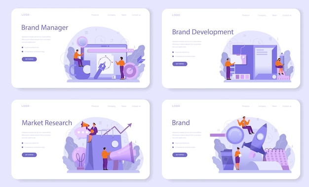 Modèle Web Ou Ensemble De Pages De Destination Du Gestionnaire De Marque.