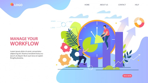 Modèle Web De Page D'atterrissage Avec Illustration. Gérez Votre Flux De Travail.