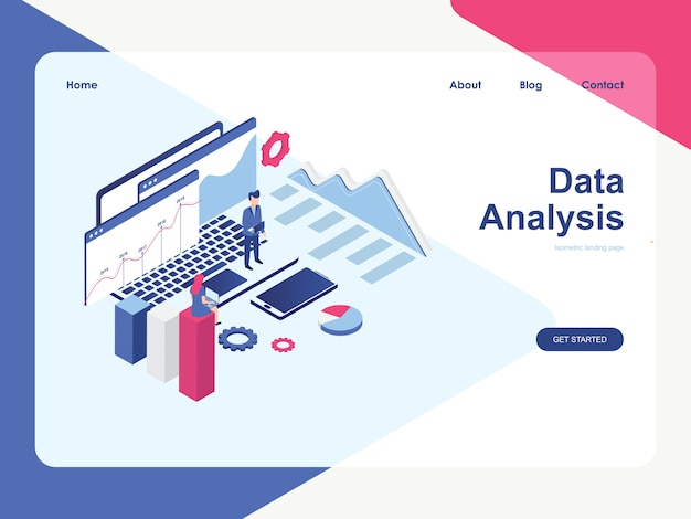 Modèle Web De Page De Destination. Concept D'analyse De Données, Isométrique Plat Moderne