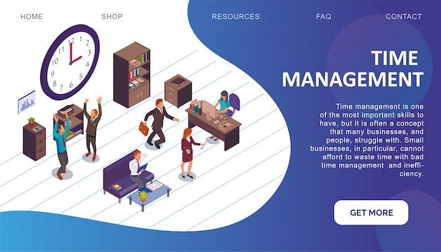 Modèle Web De Page De Destination Avec Le Thème Gestion Du Temps