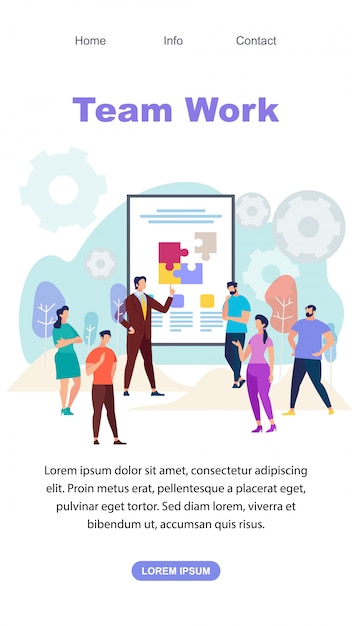 Modèle Web De Page De Destination Verticale Du Travail D'équipe