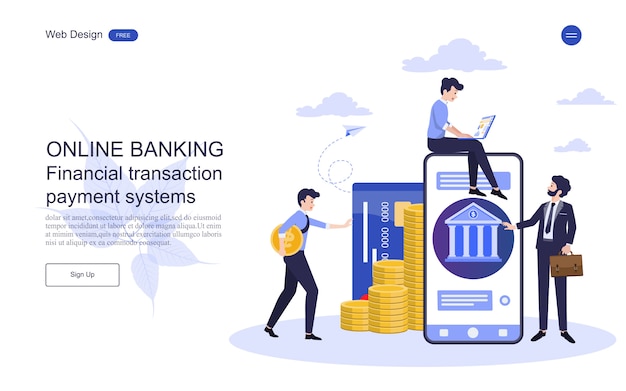Modèle Web De Page De Renvoi Concept D'entreprise Pour Les Services Bancaires En Ligne, Transaction Financière.