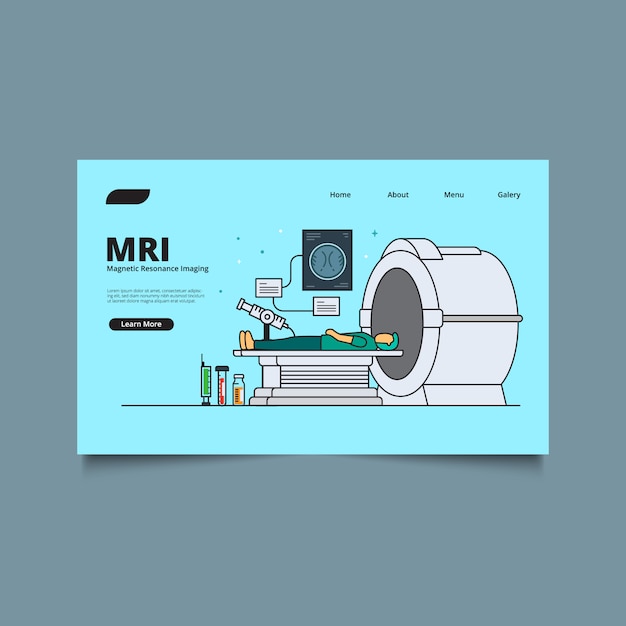 Vecteur modèle web de page de renvoi concept de radiologie. technologie médicale. équipement de haute technologie et concept de diagnostic.