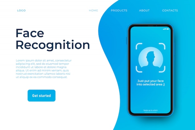 Vecteur modèle web de reconnaissance faciale