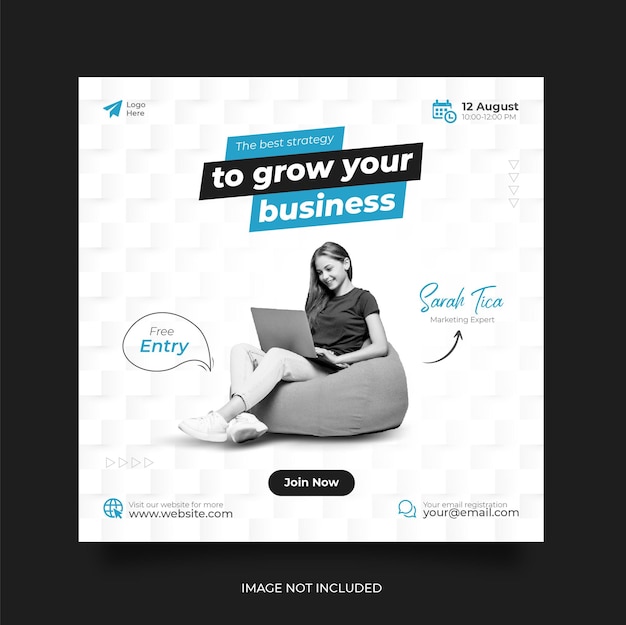Modèle de webinaire en direct de marketing numérique et de post sur les médias sociaux d'entreprise