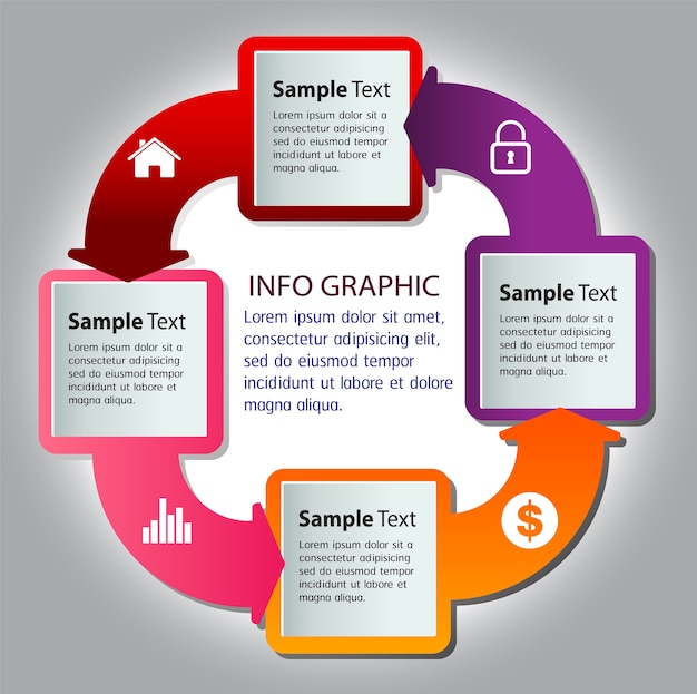 Modèle De Zone De Texte Flèche Cercle Moderne, Bannière Infographie